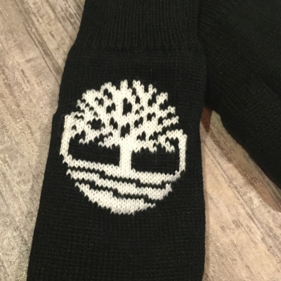 NWT Timberland Fleece Lined Knit Logo Mittens - Picture 3 of 4